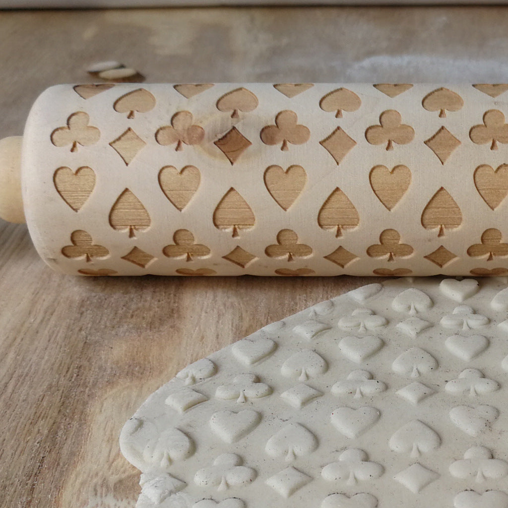 Card Suits Wooden Rolling Pin